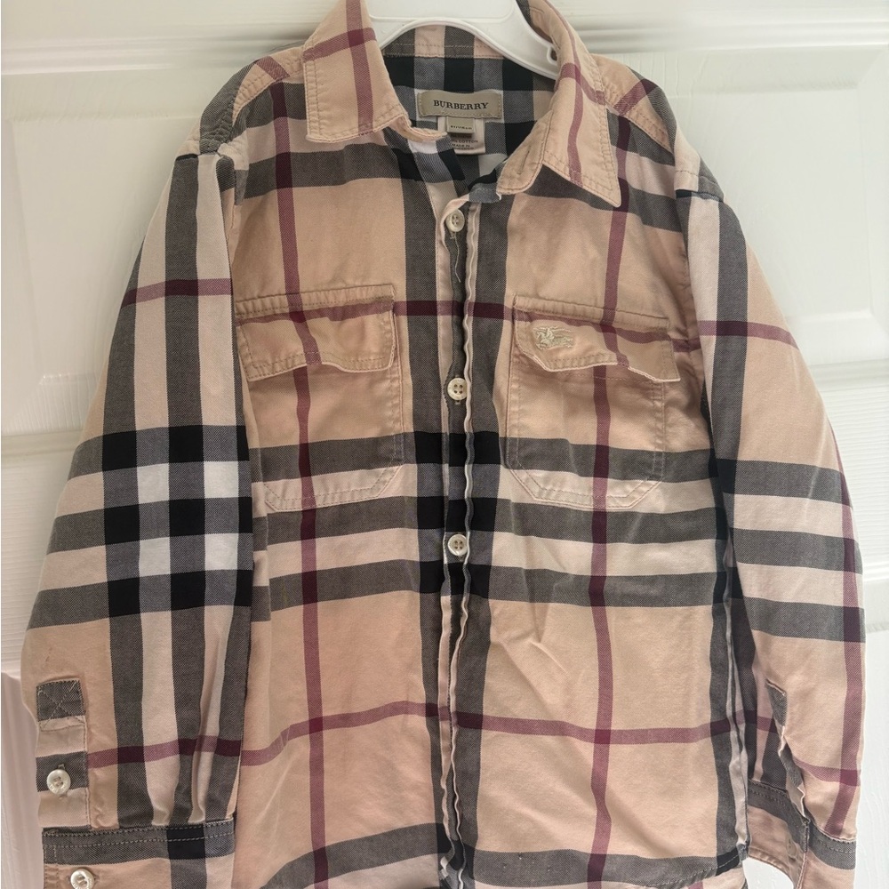 Burberry Black and Cream Plaid Shirt